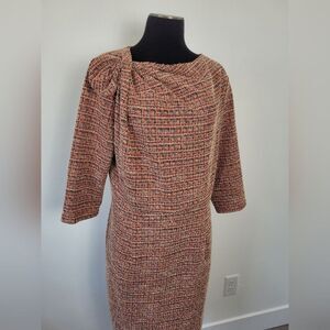 Tweed Sheath Dress Pink Orange Career Office Professional Business Church XXL